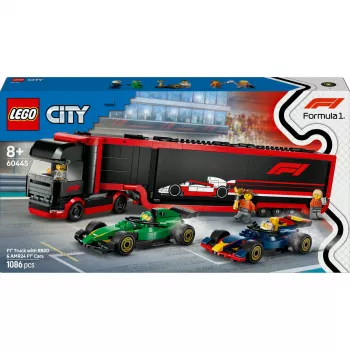 LEGO CITY 60445 F1 - Sunkvežimis su RB20 ir AMR24 F1 automobiliais