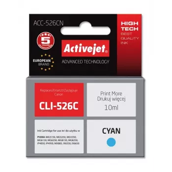 Activejet ACC-526CN rašalas (pakaitalas Canon CLI-526C; Supreme; 10 ml; žydras)