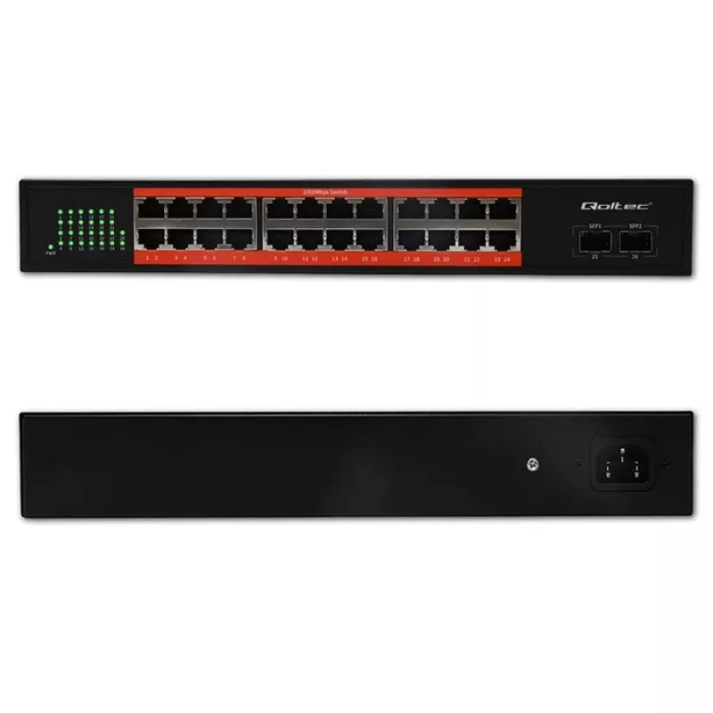 Tinklo komutatorius QOLTEC Gigabit Ethernet PoE 24xRJ45 2xSFP