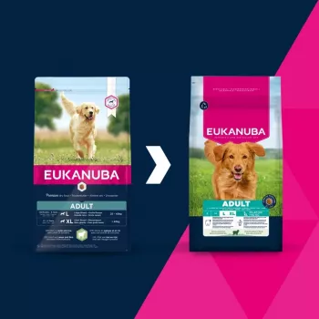 Sausas šunų maistas EUKANUBA Adult Large Breed Lamb & Rice 12 kg – visavertis sausas pašaras suaugusiems didelių ir milžiniškų veislių šunims