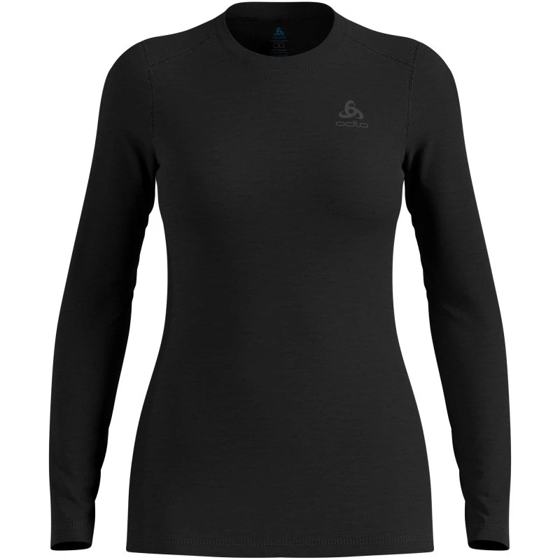 ODLO Merino 160 BL Top Crew Neck ilgomis rankovėmis moteriški marškinėliai, dydis S, juoda