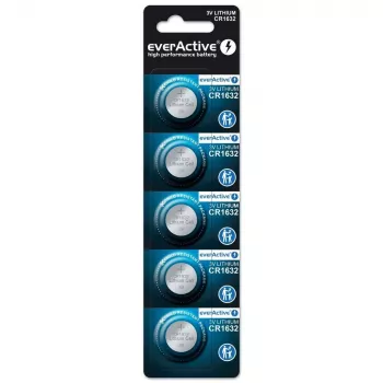 Baterija everActive CR1632 ličio vienkartinė moneta 3 V — 5 vnt., 16 mm × 3,2 mm