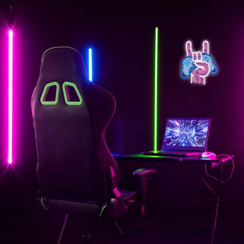 Neon Lights MANTA SNL109MT Ranka su žaidimų pulteliu neoninis ženklas, dekoratyvinis LED apšvietimas žaidimų erdvei