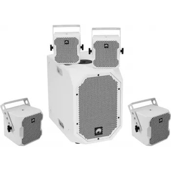 Aktyvus garsiakalbių rinkinys Omnitronic BOB-10A ws su 4x BOB-4 ws — aktyvus pagrindinis garsiakalbis su keturiais palydoviniais garsiakalbiais