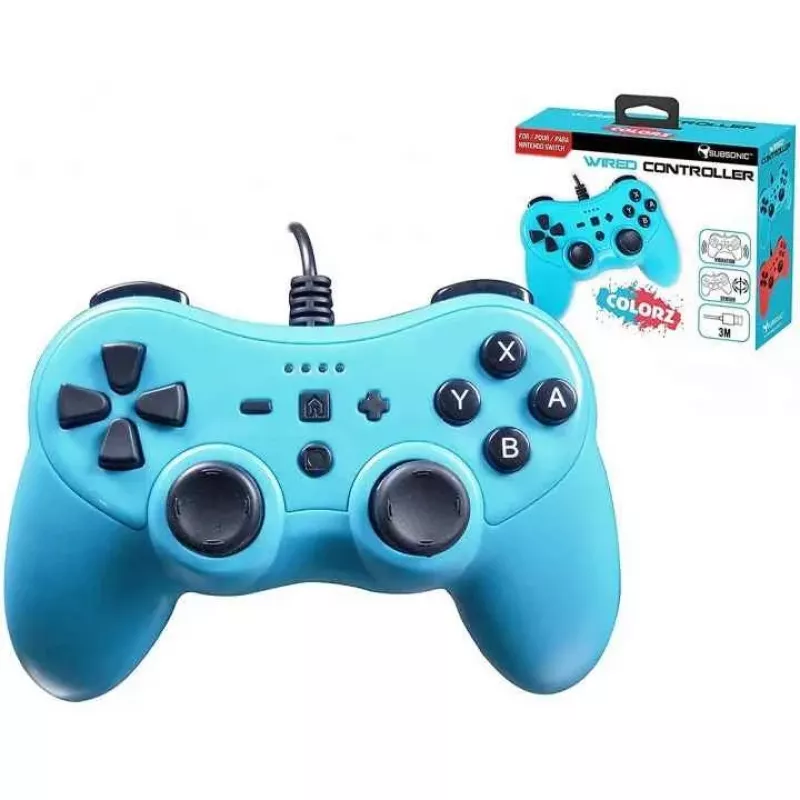 Laidinis valdiklis SUBSONIC SA5488-1 Neon Blue — skirtas Nintendo Switch, laidinis jungimas