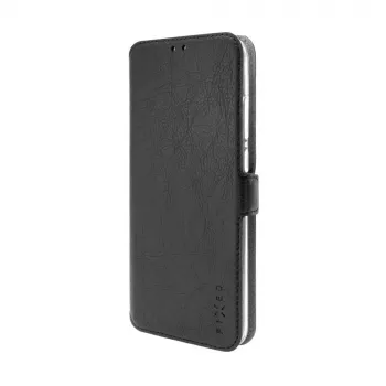 Odinis knygos tipo dėklas FIXED, skirtas Xiaomi Redmi 14C, juodas — priekinės ir galinės dalies apsauginis dangtelis