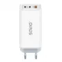 SAVIO LA-07 GaN 65W tinklo įkroviklis, USB, QC4.0+, PD 3.0, Baltas
