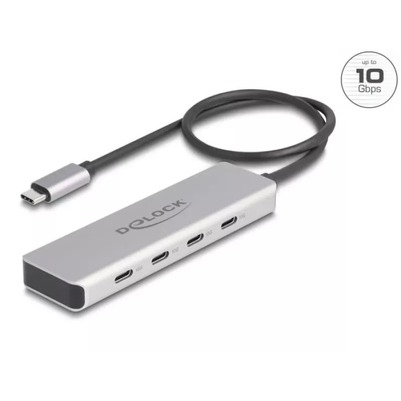 DeLOCK USB Type-C šakotuvas 10 Gbps 4 prievadai aliuminis pilkas