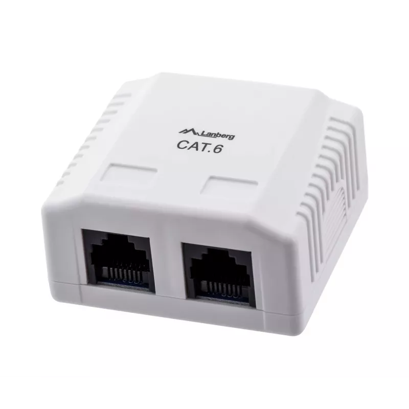 LANBERG Outlet Box RJ-45 Cat6 OU6-0002-W baltas, 2 lizdai, 30×54×57 mm