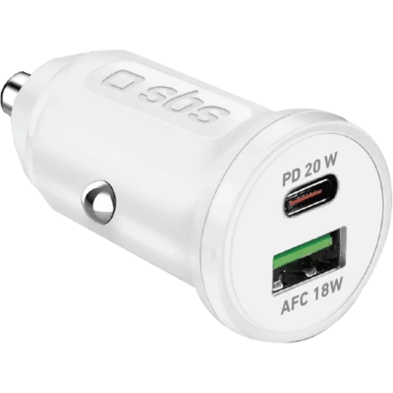 SBS automobilinis kroviklis 12/24V 1x Type C PD+ USB 2.1 A baltas