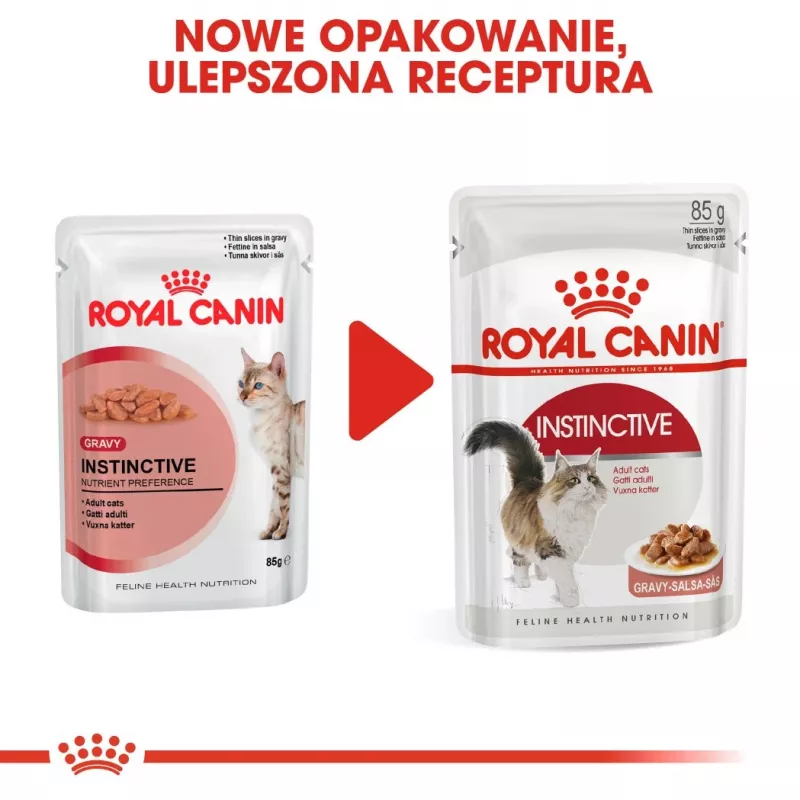 Šlapias kačių maistas Royal Canin Instinctive 12 x 85 g — paukštiena, suaugusioms, šlapimo takų sveikatos palaikymas