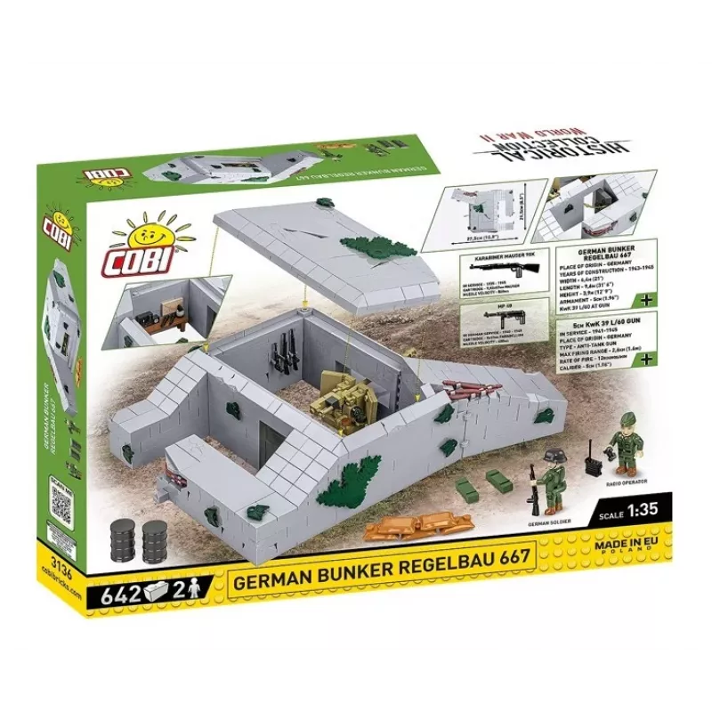 Konstruktorinis rinkinys Cobi German Bunker Regelbau 667/642 modelis COBI-3136 – detalus plytų rinkinys