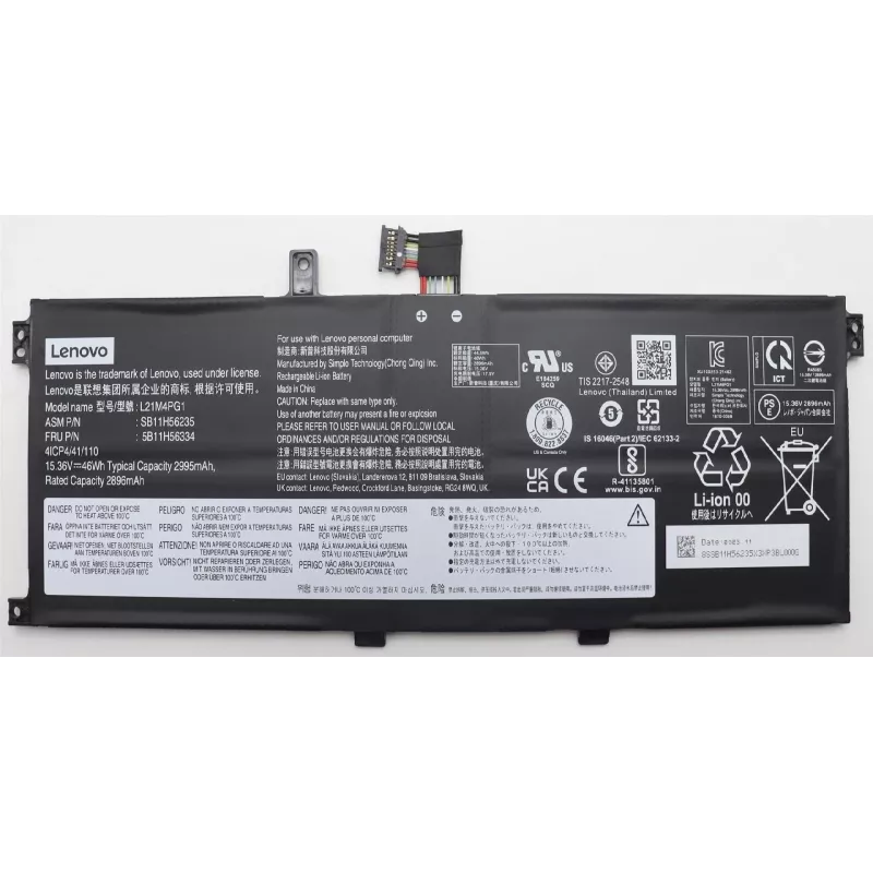 Vidinė ličio jonų baterija Lenovo 46Wh modelis 5B11H56334, skirta suderinamiems Lenovo nešiojamiesiems kompiuteriams