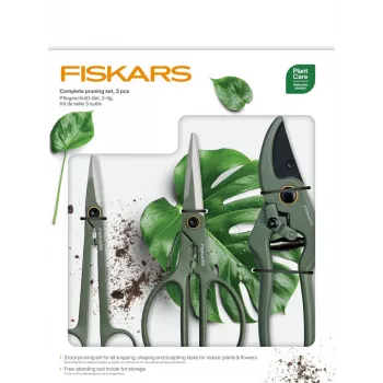 Fiskars augalų priežiūros rinkinys 3 vnt. 1075317 — rankinis kastuvėlis, persodinimo kastuvėlis ir kultivatorius vazoniniams bei sodo augalams