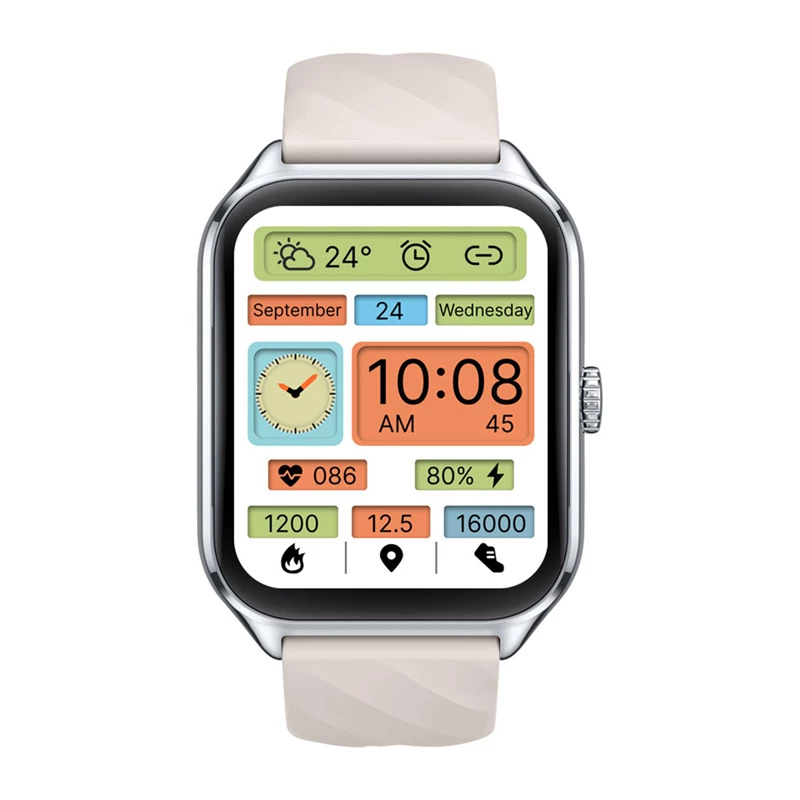 Išmanusis laikrodis Zeblaze GTS 4 — 1,94 colio (4,93 cm) AMOLED 466×466 pikselių, jutiklinis ekranas, Wi‑Fi, metalinis korpusas, silikoninis dirželis (balta)