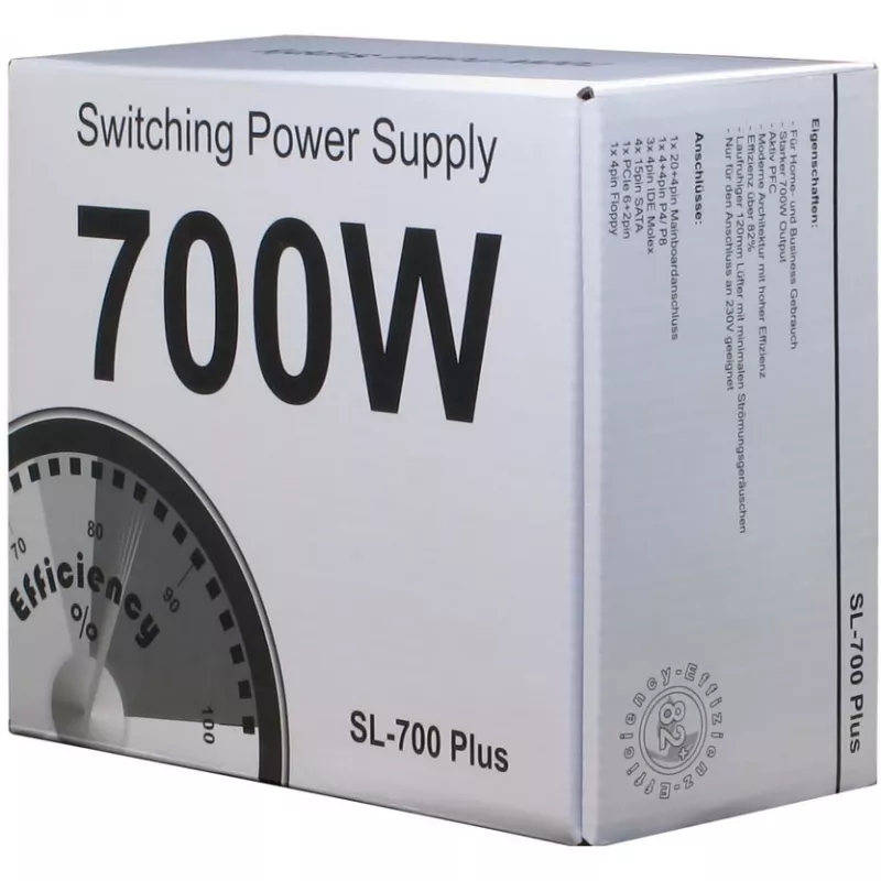 Inter-Tech SL-700 Plus - Maitinimo blokas (vidinis) - ATX12V 2,4 - AC 230 V - 700 W - aktyvus PFC (88882141)