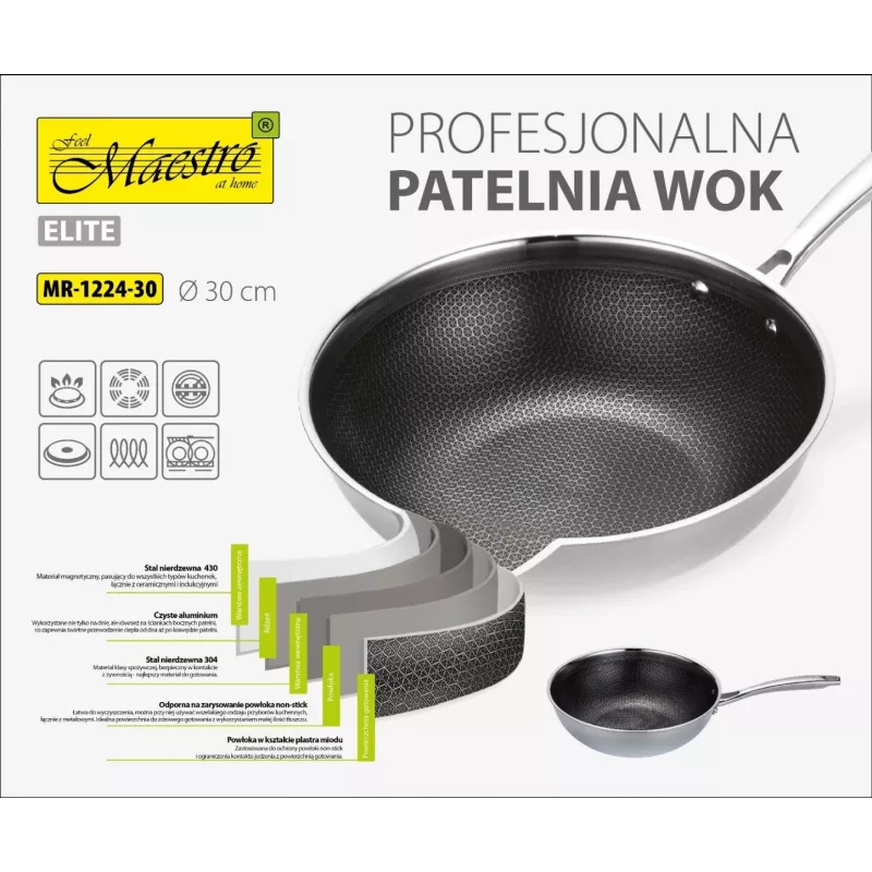 MAESTRO KEPIMO KEKŠTAS / WOK PROFESIONALUS 30 cm