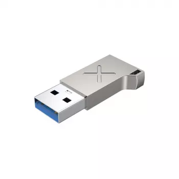 USB Type-A adapteris Unitek A1034NI, sidabrinis, USB 2.0/3.2 Gen1, iki 5 Gbit/s, cinko korpusas, 36×16,7×5,7 mm