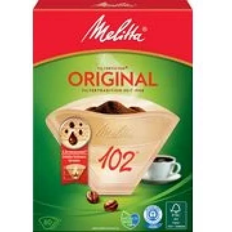 Popierinis kavos filtras Melitta Originali 102 — dydis 102, vienkartinis kūgio formos filtras