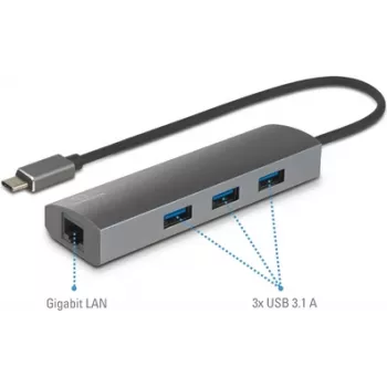 Renkforce RF-3374952 Sąsajos koncentratorius USB 2.0 Type-C 1000 Mbit/s juodas - pilkas (RF-3374952)