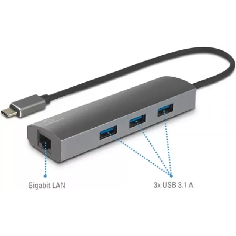 Renkforce RF-3374952 Sąsajos koncentratorius USB 2.0 Type-C 1000 Mbit/s juodas - pilkas (RF-3374952)