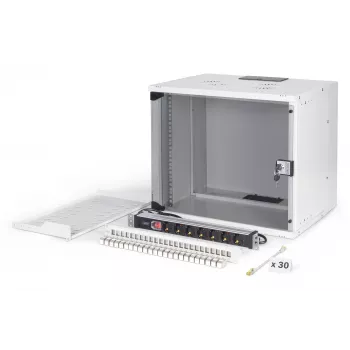 Prie sienos montuojamas tinklo stovas DIGITUS SOHO Pro 19 colių 9U, 540 x 400 mm, IP20, raktinis užraktas, 60 kg