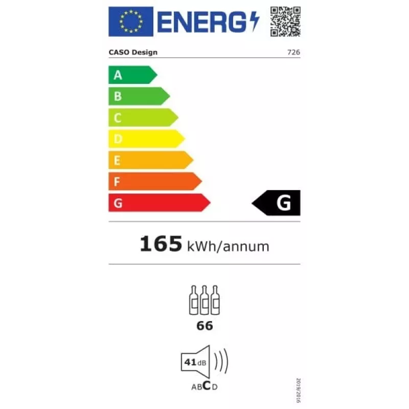 Caso | Smart Wine Cooler | WineExclusive 66 | Energinio efektyvumo klasė G | Vitrininis | Laisvai pastatomas | Butelių talpa buteliai | Aušinimo tipas Kompresorinė technologija | Juoda