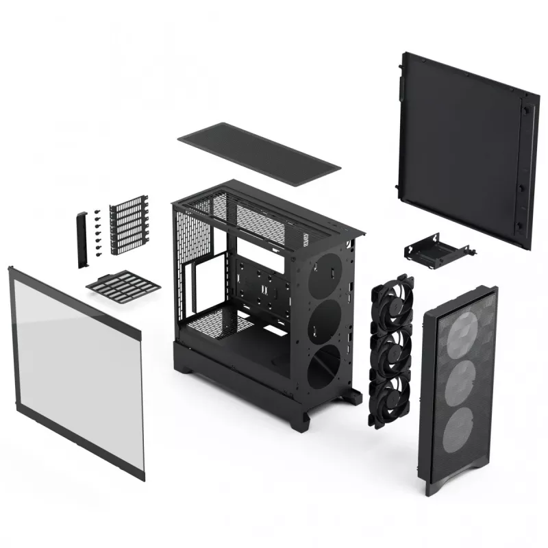 Kompiuterio korpusas Fractal Design Pop 2 Air Juoda TG Midi Tower — ATX, 3x 120 mm priekiniai ventiliatoriai, palaiko 2,5 colio ir 3,5 colio diskus