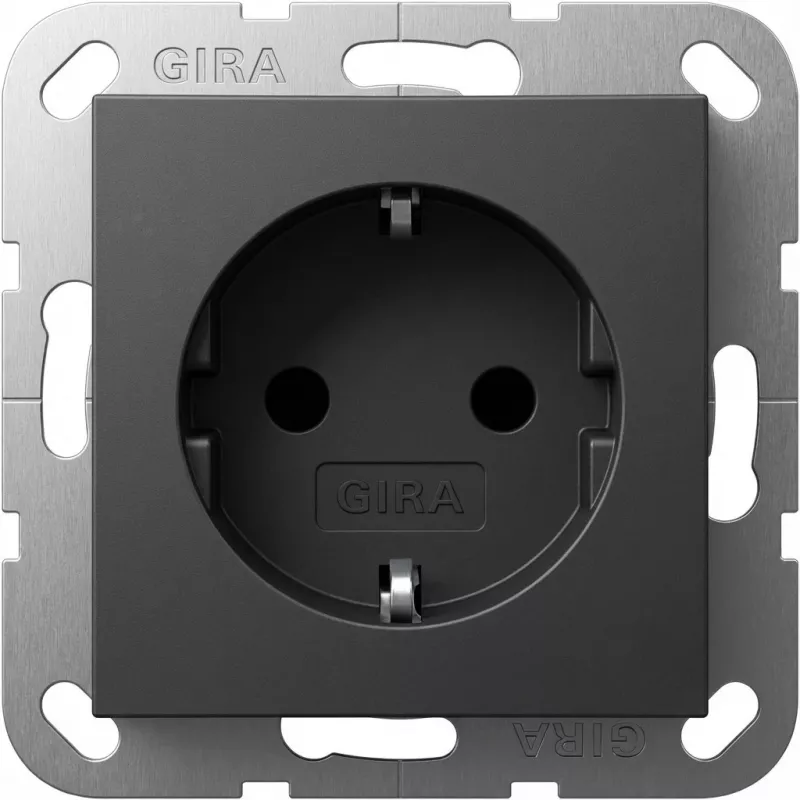Kištukinis lizdas Schuko GIRA System 55 16 A 250 V antracito, gylis 29 mm