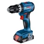 Akumuliatorinis gręžtuvas-suktuvas Bosch GSB 18 V — 18 V, 4 Ah ličio jonų, 45 N·m, 500/1900 aps./min., 35 mm mediena, 10 mm plienas, 2 baterijos, įkroviklis, dėklas