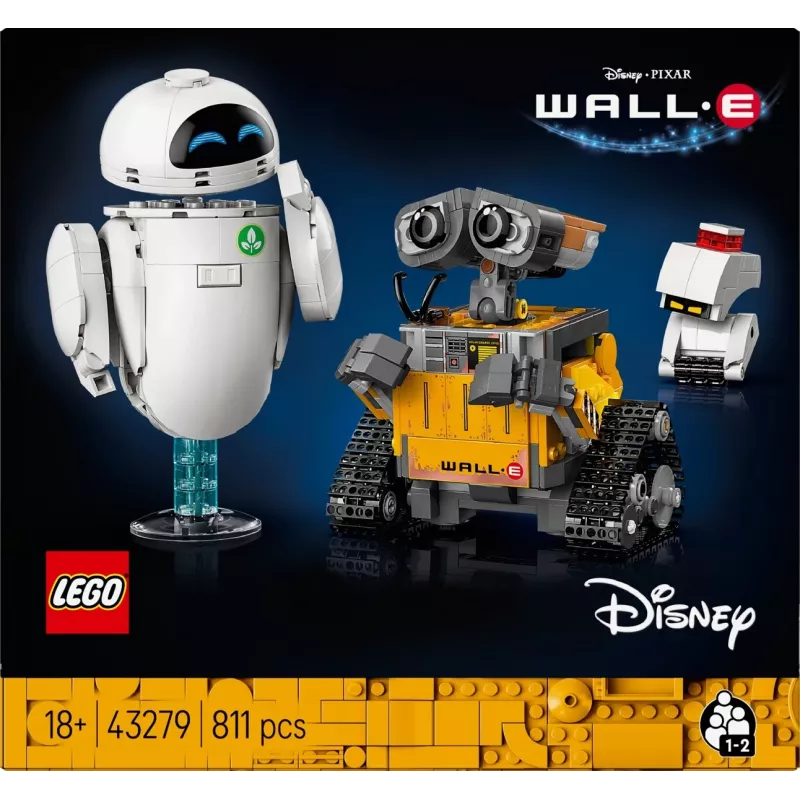 LEGO konstruktorius Disney Pixar WALL·E ir EVE 43279 — 811 dalių, 130 mm aukštis, skirtas 18+