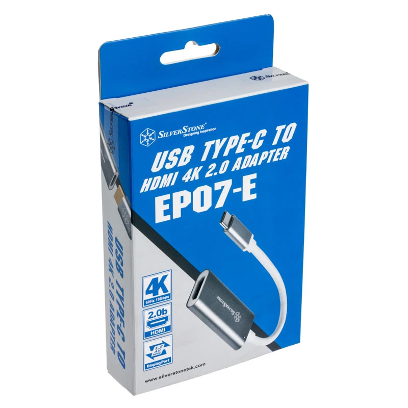 Adapteris SidabrinėSTONE USB 3.1 Type-C į HDMI 2.0b SST-EP07C-E, vaizdo išvesties adapteris