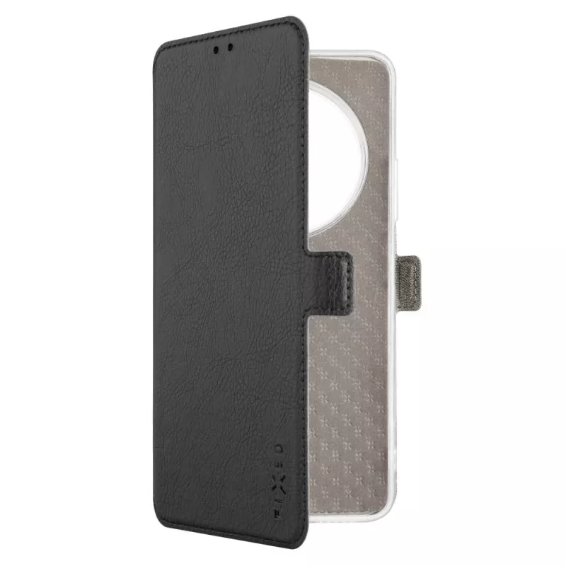 Odinis knygos tipo dėklas FIXED, skirtas Xiaomi Redmi 14C, juodas — priekinės ir galinės dalies apsauginis dangtelis