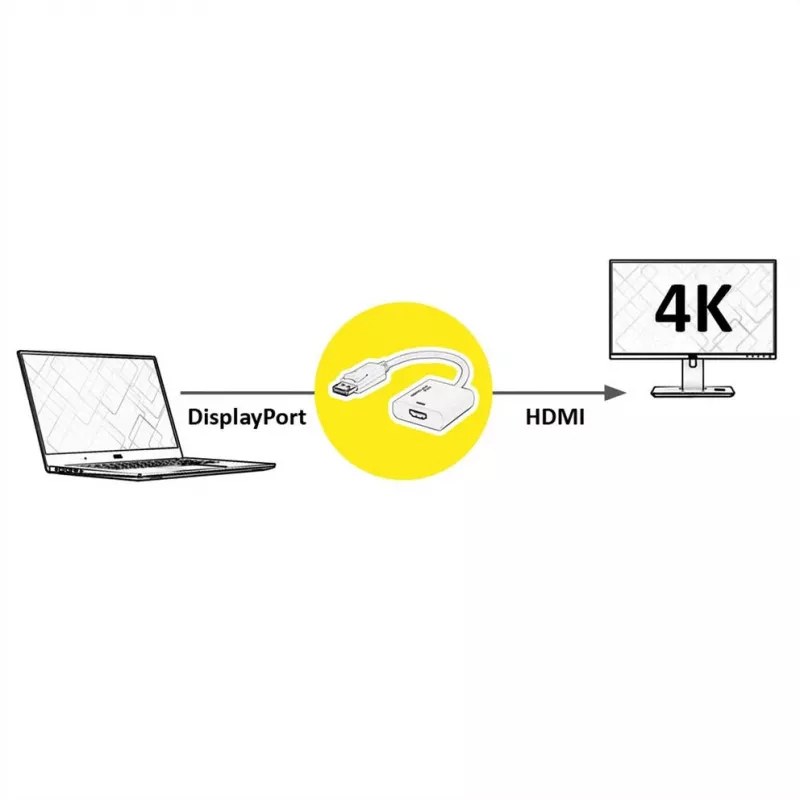 Vaizdo kabelio adapteris ROLINE 12.03.3164 0,15 m DisplayPort į HDMI