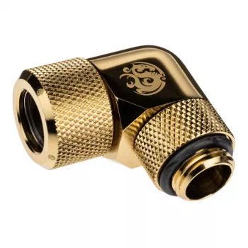 Bitspower Advanced Multi-Link Adapter Connector 90 laipsnių G1/4 colio AG į 12mm AD kietąjį vamzdelį - pasukamas, žalvarinis