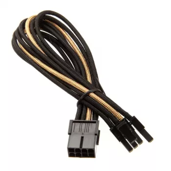 SidabrinėStone PCI-8-Pin į PCIe-6+2-Pin kabelis, 250mm - juoda/auksinė