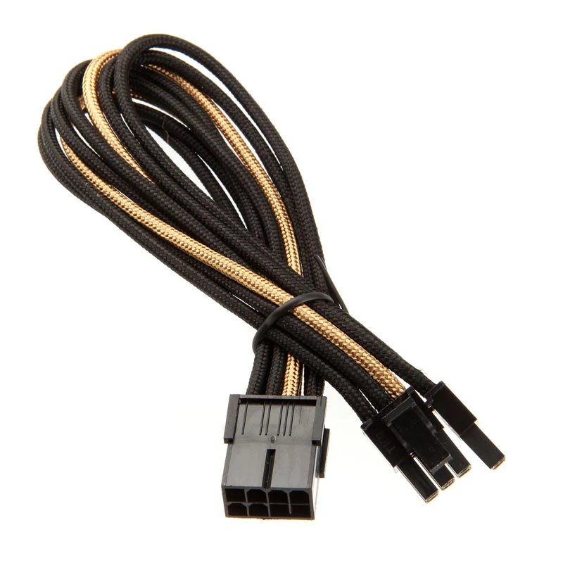 SidabrinėStone PCI-8-Pin į PCIe-6+2-Pin kabelis, 250mm - juoda/auksinė