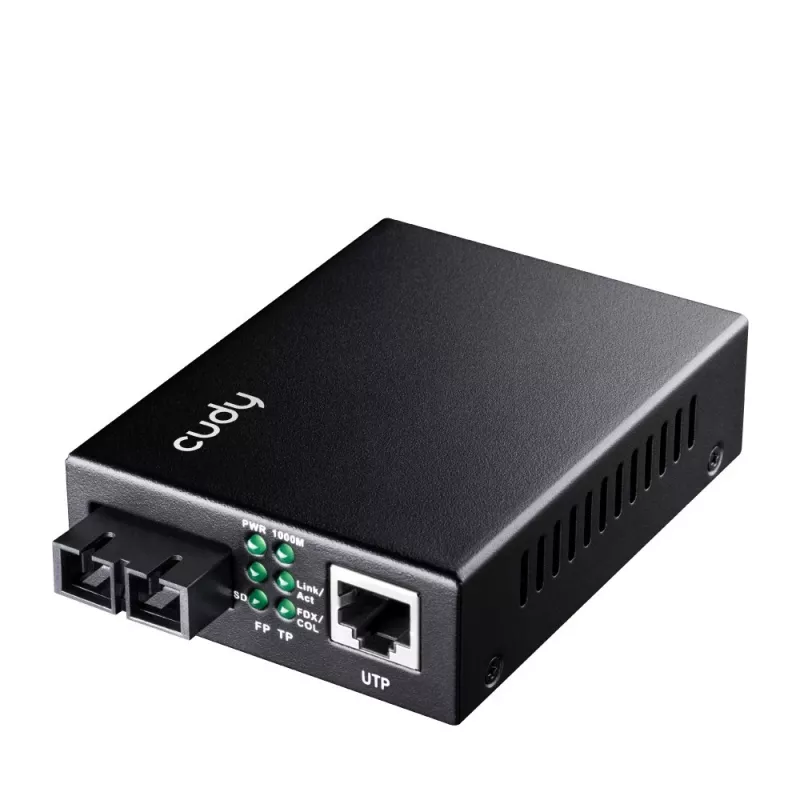 Tinklo medijos keitiklis Cudy MC100GSB-40B — 1x RJ-45 Gigabit, 1x SC vienmodis pluoštas, 1000 Mbit/s, 40 km, juodas