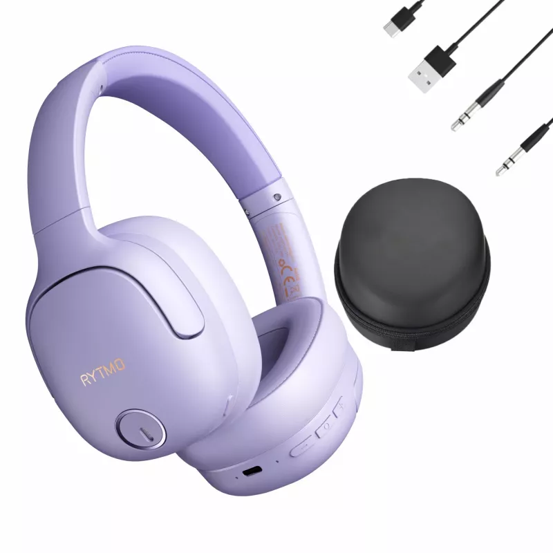 Ausinės MANTA HDP1001PU Rytmo Elegance Purple ant ausų uždedamos, laidinės, modelis HDP1001PU
