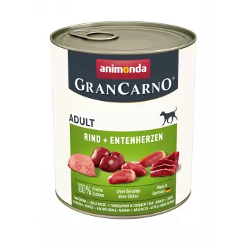 Konservuotas šunų maistas animonda GranCarno Originali Jautiena ir Antis 800 g, suaugusiems, šlapias maistas, be glitimo ir sojos
