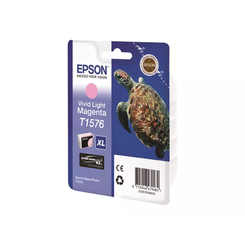 Epson Turtle T1576 Vivid Light Magenta, didelės talpos (XL), Vivid light Magenta, pigmentiniai dažai, 25,9 ml, 1 vnt., 2300 puslapių