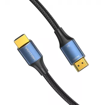 Vention medvilniniu pynimu aptrauktas HDMI-A laidas, kištukas–kištukas, HD, 8K, 5 m, mėlynas, aliuminio lydinio tipo