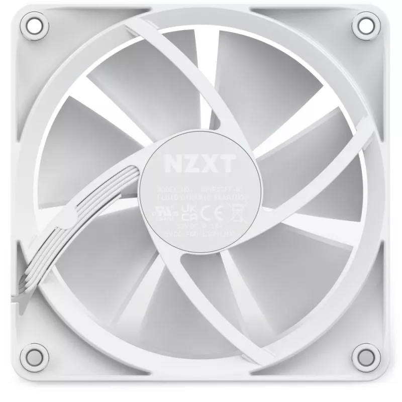 NZXT korpuso ventiliatorius F120 RGB 120 mm baltos spalvos, 4 kontaktų, 1800 RPM, 50,18 CFM, 18 šviesos diodų