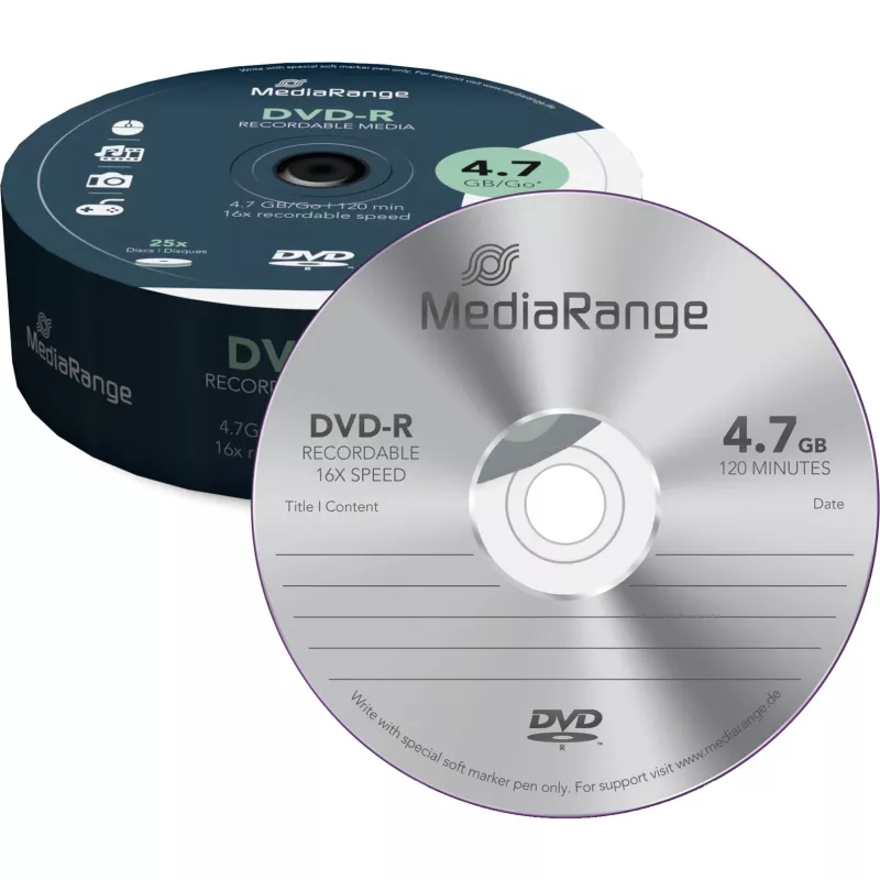 MediaRange - 25 x DVD-R - 4,7GB (120 Min.) 16x - Spindel (MR403)
