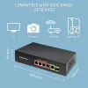 Ethernet PoE komutatorius QOLTEC 52296 — 4x RJ45 PoE prievadai, 1x RJ45 aukštyninė jungtis