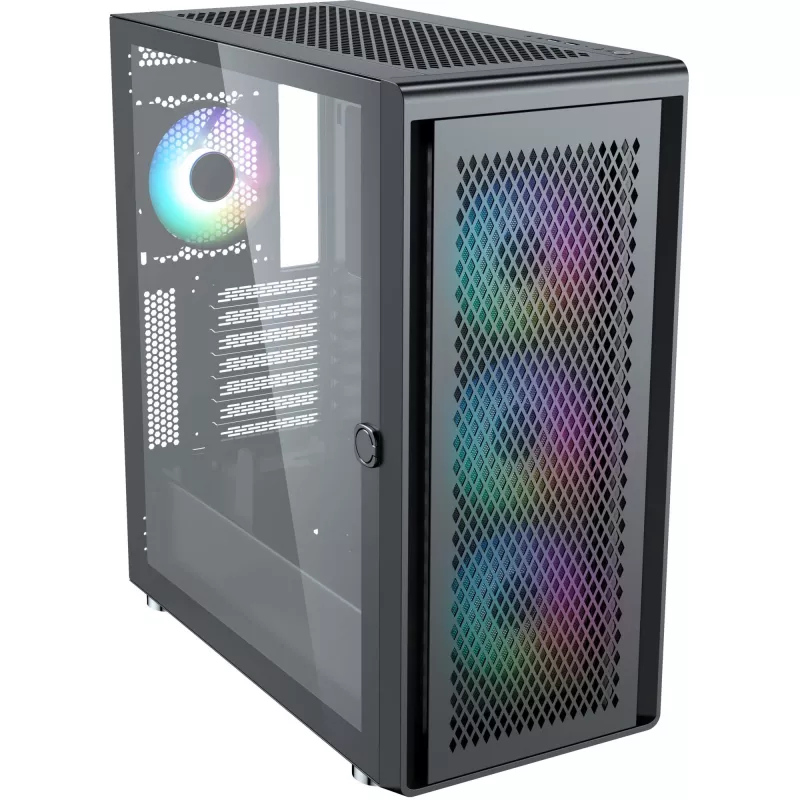 Kompiuterio korpusas Silentware Air 100 Juoda — vidutinio bokšto ATX suderinamas korpusas, juodos spalvos apdaila