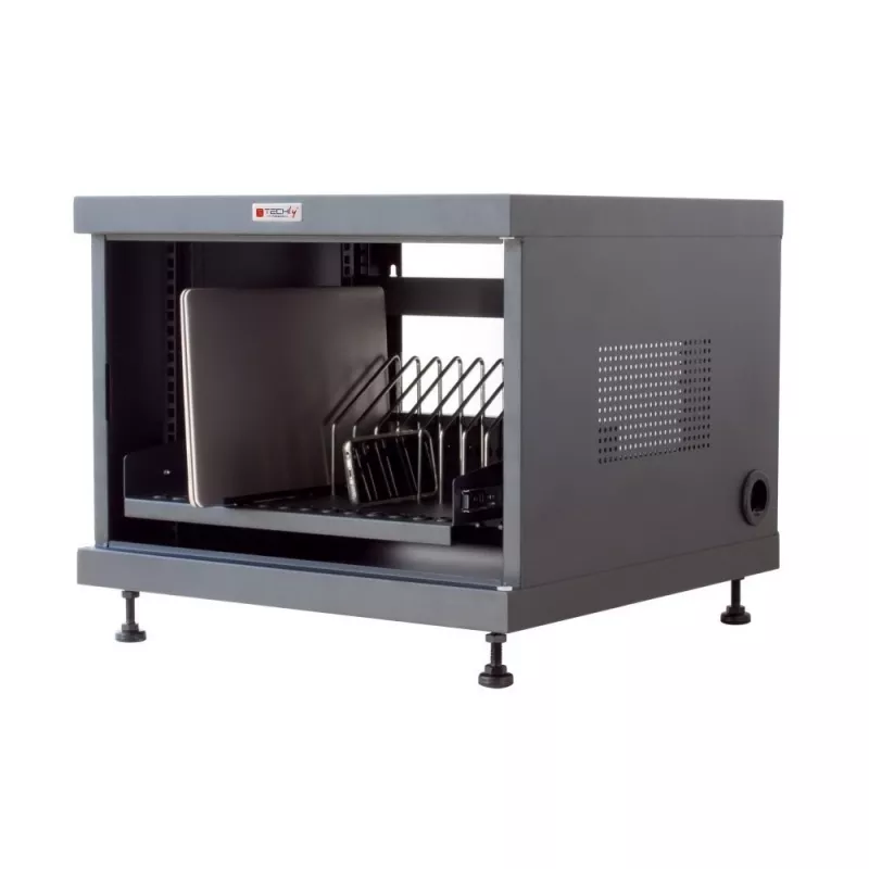 Stovo lentyna TECHLY 367652 kabelių tvarkyklė su 3M lipniu montavimu, plieninė, 550×550×410 mm, juoda