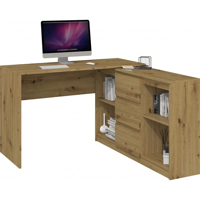 Kompiuterinio stalo viršus top e shop BIURKO PLUS ARTISAN, tiesus stačiakampis viršus, medžio drožlių plokštė, 1200×500×760 mm, ąžuolo spalva