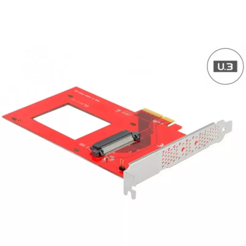 DeLOCK PCI Express x4 kortelė į 1 x vidinę U.3 sąsają, raudona sidabrinė