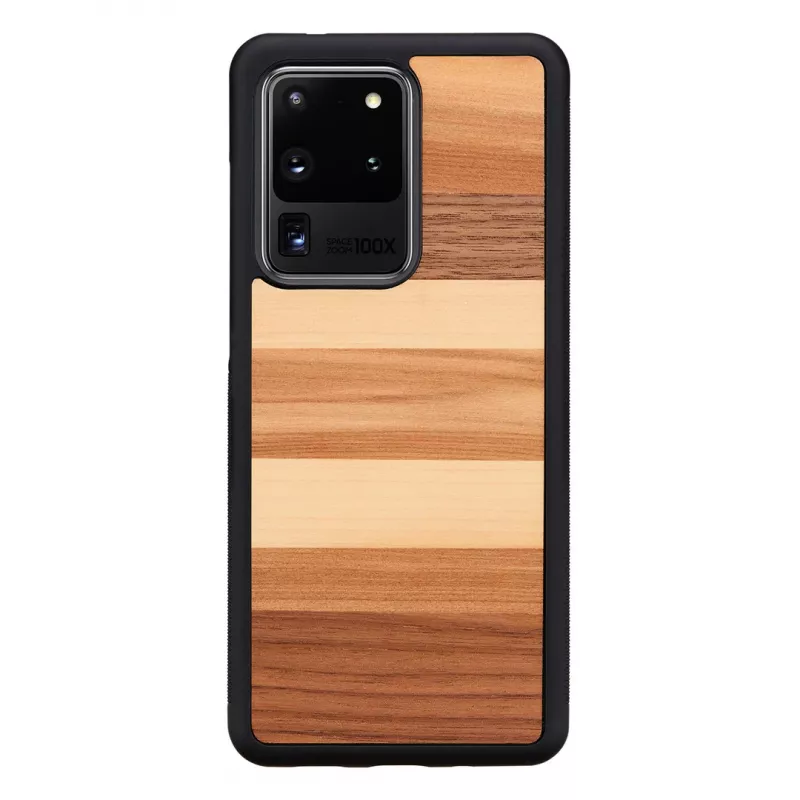 Apsauginis telefono dėklas man and wood Galaxy S20 Ultra — juodos medienos apdaila
